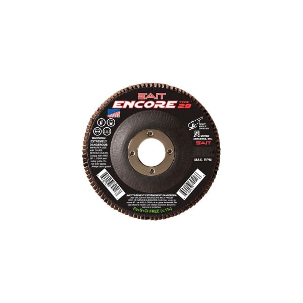 United Abrasives/Sait United Abrasives - Sait 79105 Flap Disc T29 Encore 4-1/2"X 7/8" 36 Grit Zirconium 79108 - main